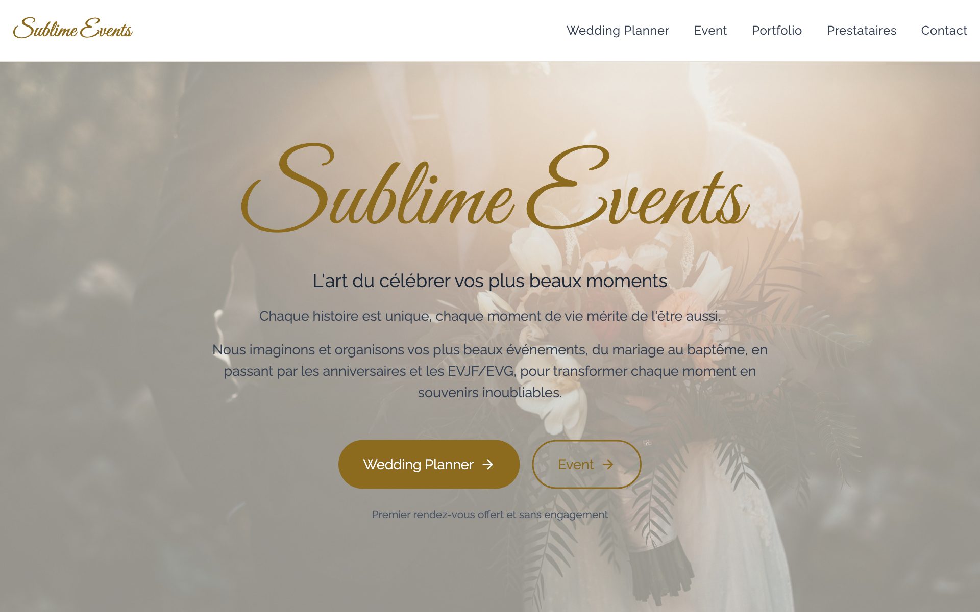 Aperçu du site Sublime Events